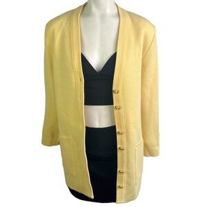 LAINE ET MAILLE VINTAGE OVERSIZED CARDIGAN  WOOL BUTTON DOWN SWEATER GOLD BUTTON